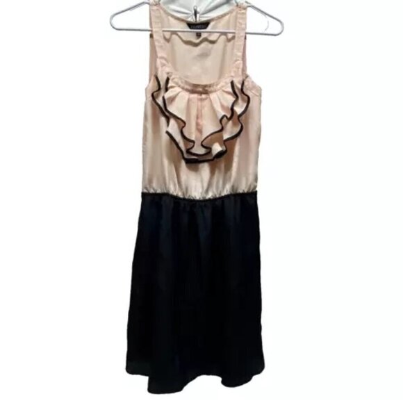 Express Dress Women's Size Small Two Tone Ruffle Top Knee Length Semi Sheer - Picture 1 of 11